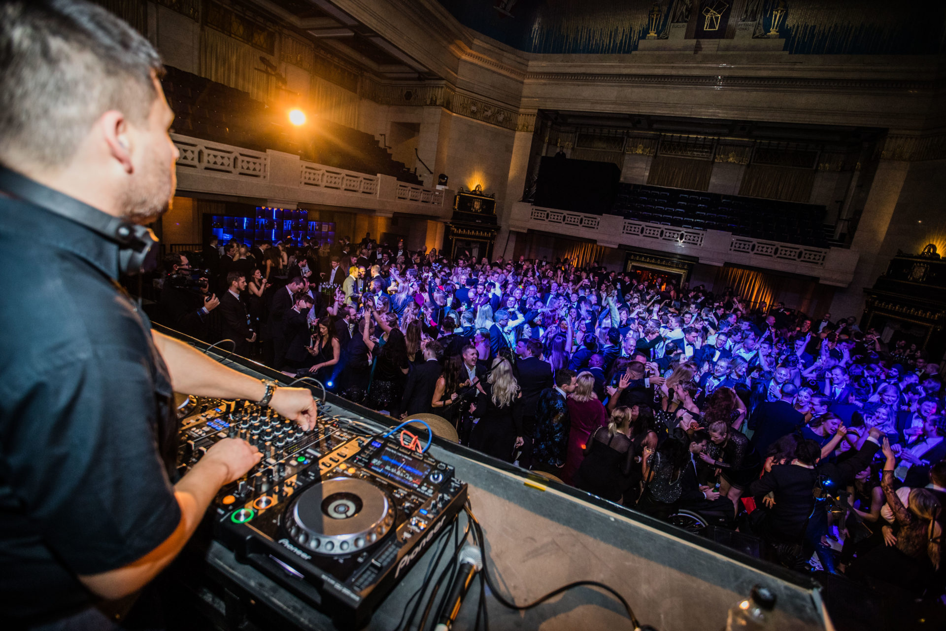 DJ playing to dancefloor at Freemason's House